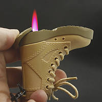 Оригинальная зажигалка-брелок в виде высокого ботинка на шнуровке (берцы)