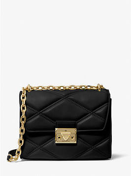 Жіноча сумка MICHAEL KORS Serena Small Quilted Faux Leather Crossbody Bag (чорна)