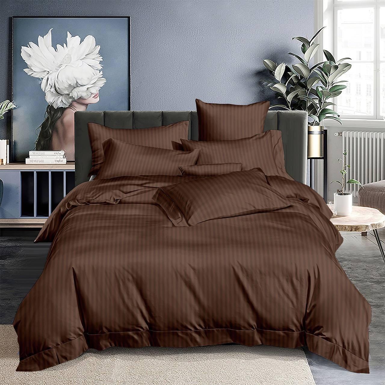 Постільна білизна страйп-сатин Двоспальна, фото 1