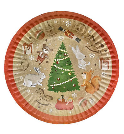 Новорічні одноразові тарілки "Christmas mood" (6 шт.), Ø - 17 см, фото 1