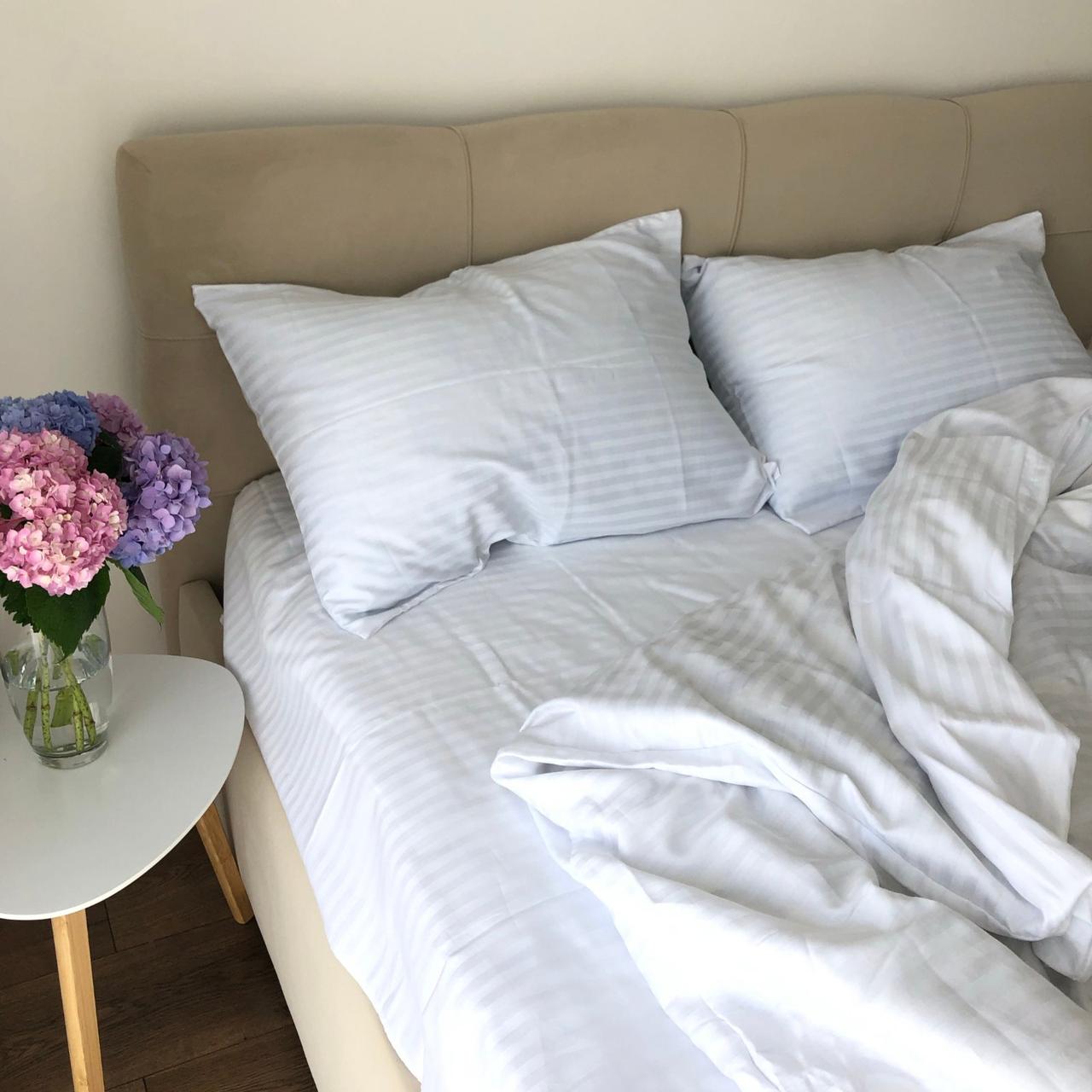 Комплект постільної білизни Страйп сатин Двоспальний, фото 1