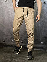 Практичные мужские бежевые карго штаны, мужские хлопковые бежевые штаны карго на весну