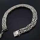 Чоловічий срібний браслет подвійний лисячий хвіст Фокс. Браслет на руку широкий замок коробка 20 см, фото 9
