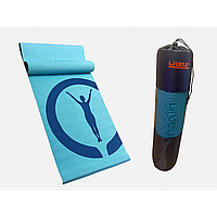 Комплект килимок для йоги з сумкою LiveUp PRINTED YOGA MAT + BAG блакитний 173х61х0.6см