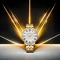 Годинник чоловічий класичний Curren 8422 Gold-White карен наручний кварцовий з металевим ремінцем золотий