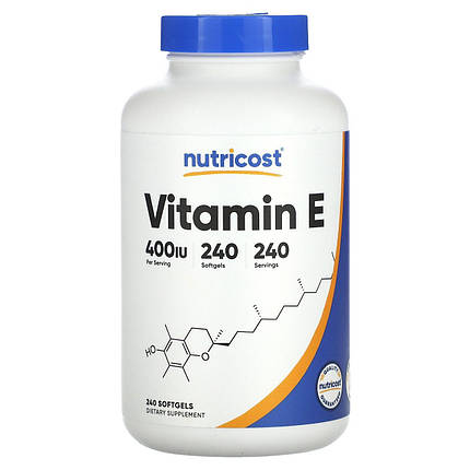 Вітамін Е-400 Nutricost Vitamin E 180 мг 400IU 240 капс., фото 1