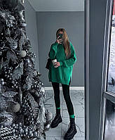 Нереально удобный и классный комплект Теплый объемный свитер + лосины зеленый TRA