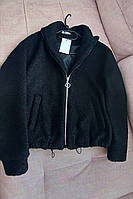 Куртка-бомбер из плотного баранчика на подкладке черный TRA