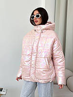 Теплая зимняя куртка розовый перламутр TRA