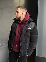Зимова куртка пуховик чоловічий жіночий унісекс вельветовий TNF чорний