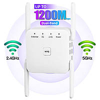 Репитер Wi-Fi 1200 Мбит/с 5ГГц, 2,4. Усилитель WIFI сигнала. Интернет-усилитель. Ретранслятор Wi-Fi сигнала