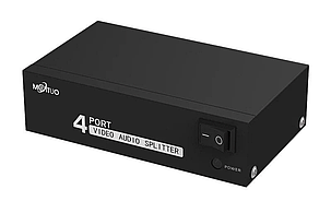 Спліттер, розгалужувач MT-104AV RCA на 4 телевізори (1 вхід - 4 виходи), фото 1