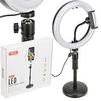 Кольцевая лампа Led XO BGD002/SMN-8 20cm c креплением под телефон , USB, Black
