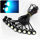 Блакитні (Ice blue) врізні світлодіоди (Орлине око 23мм), корпус чорний - LED DRL ДХО підсвічування салону