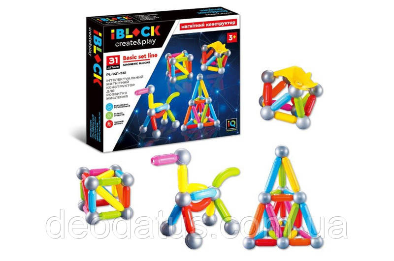 Конструктор магнітний 31 деталь IBLOCK PL-921-361, фото 1