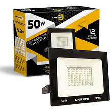 Світлодіодний прожектор UNILITE 50W 220V 42500lm 6500K (UL-109538) Чорний