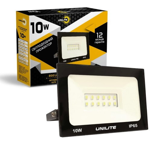 Світлодіодний прожектор UNILITE 10W 220V 850lm 6500K (UL-117913) Чорний