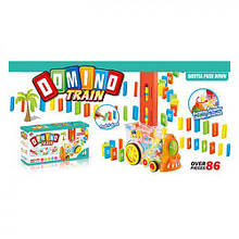 KM918MT Потяг 15,5 см, їздить, звук, світло, дерева, доміно, 86 деталей, на батарейці, у коробці 27-14-8 см