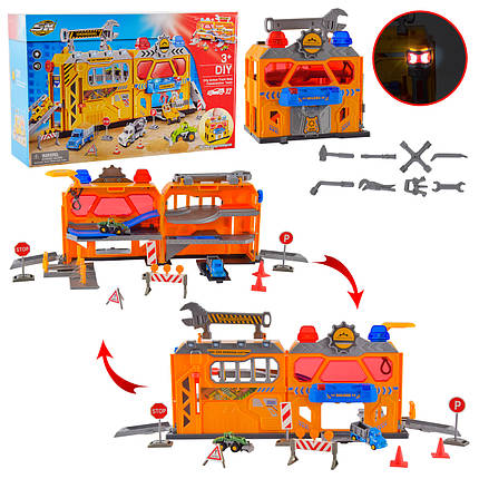 KMSK-739GA Паркінг батарейка. пластик + метал, 2 машинки в комплекті, світло,звук, у коробці, фото 1