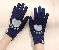 Зимние женские перчатки сенсорные. Синий цвет.