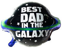 Фольгированный шарик КНР (58х46 см) Планета "Best Dad in the Galaxy"