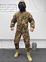 Зимний тактический костюм на двойном флисе для военных в цвете пиксель