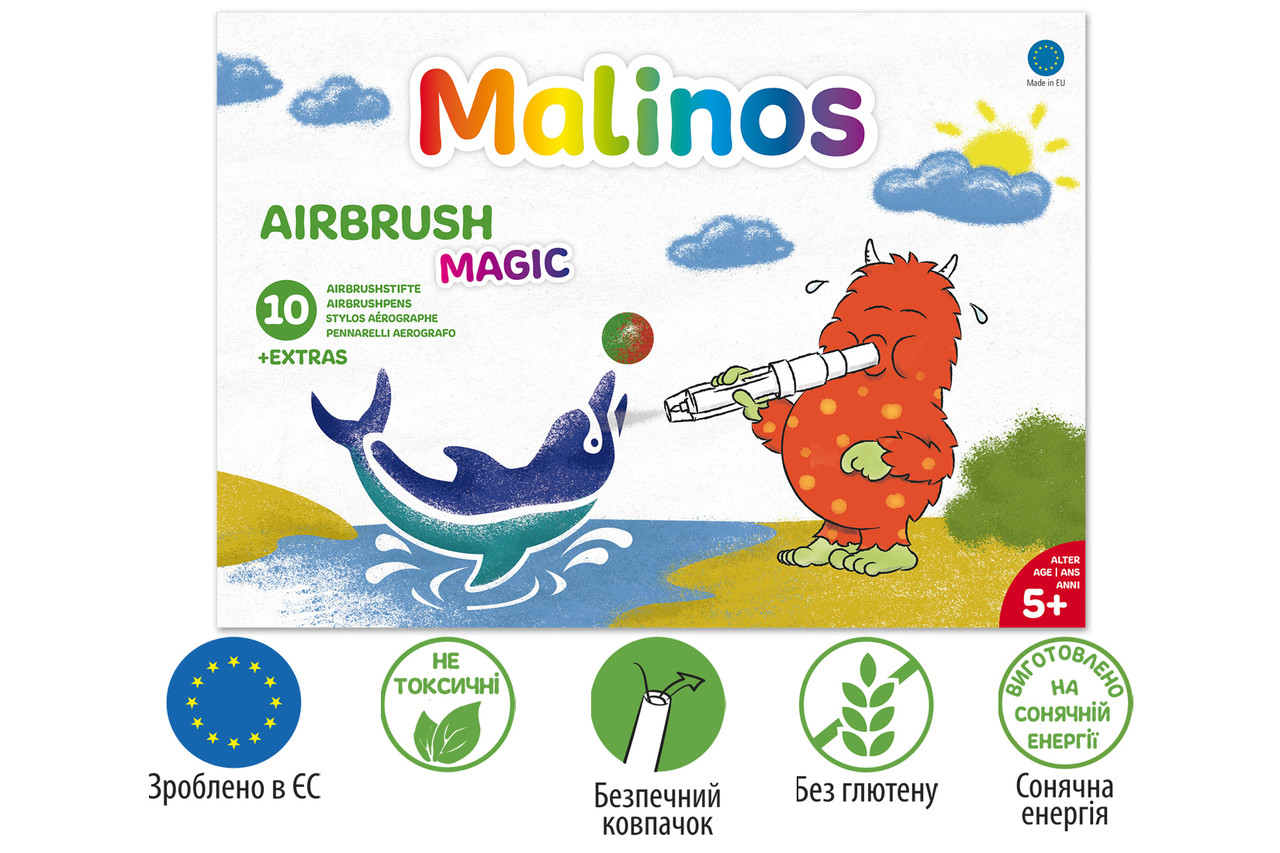 Воздушные фломастеры аэрографы меняющие цвет MALINOS BLOpens Magic 10 (8+2+1) шт EVO - фото 1 - id-p2067985335