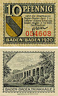 Німеччина Нотгельд 10 пфеннігів 1920 F-VF Баден-Баден