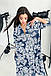 Літнє плаття туніка з квітковим принтом довжини міді синя, фото 2
