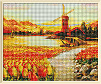 Алмазная мозаика "В долине тюльпанов" полотно 40х50 см на подрамнике ТМ "Идейка"