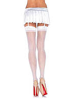 Чулки сексуальные One Size Lynn Sheer Backseam Stockings от Leg Avenue, белые xochu.com.ua