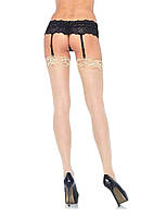 Чулки с кружевной коронкой One Size Nuna Sheer Thigh High Stockings от Leg Avenue, бежевые xochu.com.ua