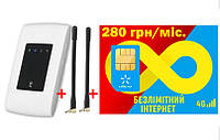 Мобільний 4G модем/роутер USB WI-FI 3G/4GLTE ZTE MF920+2 антена+Безлімітний стартовий пакет Київстар інтернет