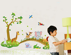 Наклейка в дитячу, наклейки на шафу в дитячий сад "місток дружби" (90*60см) 90см*1м 40см