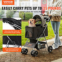 VEVOR коляска для собак 79x46x102см коляска для собак 16кг вантажопідйомність Складаний візок для собак Алюмінієва рама 600D