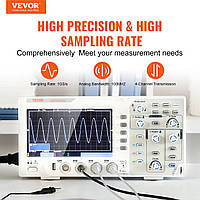 VEVOR Ручной осциллограф цифровой мультиметр 4 канала 100 МГц полоса пропускания 1 GS/S высокая выборка