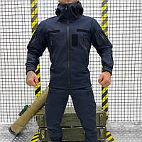 Тактический костюм Aura Софтшел качественная армейская форма Синяя утепленная на флисе M arn