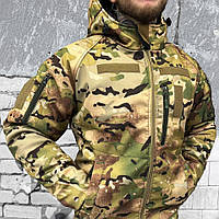 Зимова куртка на підкладці OmniHit MTK, тактична утеплена куртка мультикам із липучками під шеврони arn