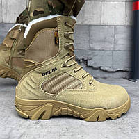 Теплые военные берцы Delta Force Олива тактические зимние замшевые ботинки на меху для военных 41 arn