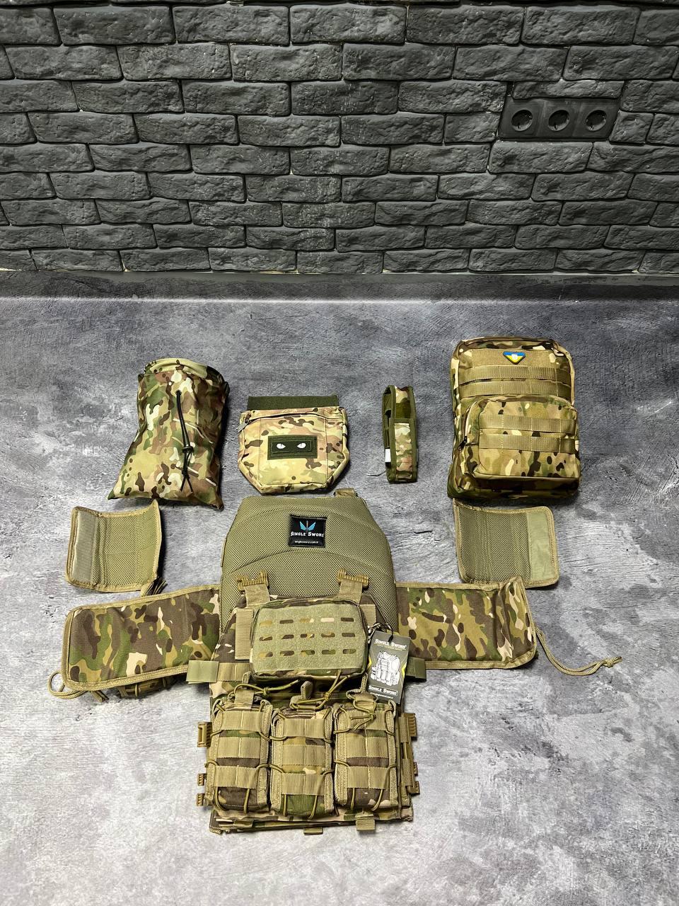 Армейский тактический жилет с 4 точками сброса плитоноска с рюкзаком+ 10 подсумок Мультикам arn - фото 4 - id-p2068250468