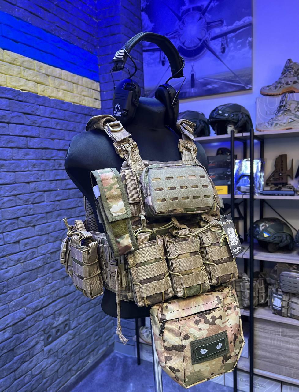 Армейский тактический жилет с 4 точками сброса плитоноска с рюкзаком+ 10 подсумок Мультикам arn - фото 10 - id-p2068250468