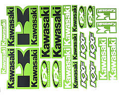 Наклейка логотипи аркуш А3 Kawasaki Green