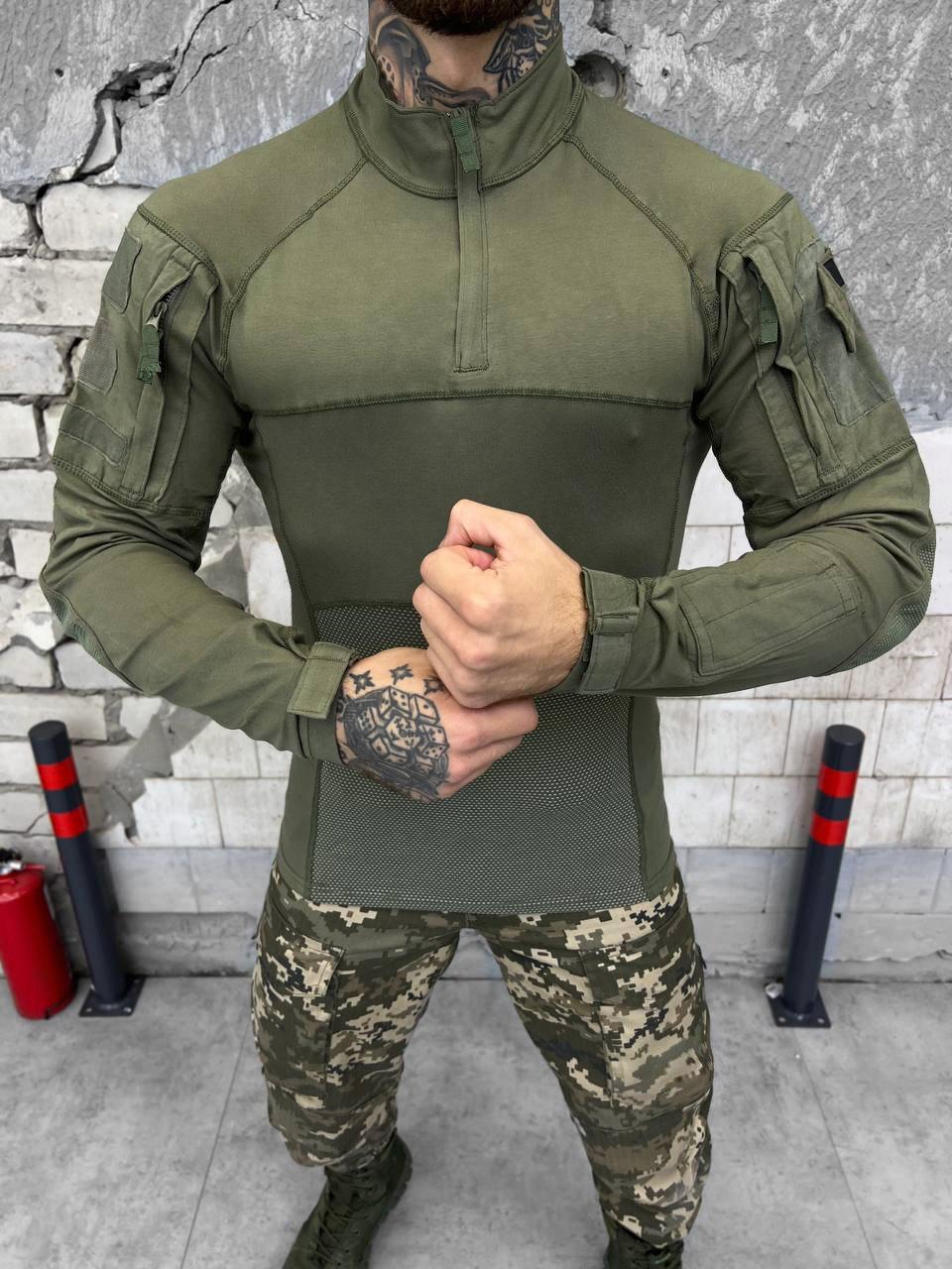 Полевой тактический убакс олива Combat с липучками под шевроны легкая армейская рубашка убакс XL arn - фото 3 - id-p2068272926