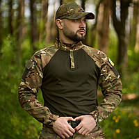Демисезонный военный убакс Ghost мультикам рубашка убакс хаки Боевая кофта UBACS с карманами на рукавах ukr