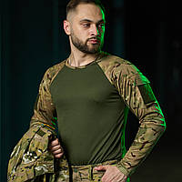 Лонгслив тактический мультикам хаки Forest ubacs зсу прочная сорочка для военных с липучками под шевроны L arn