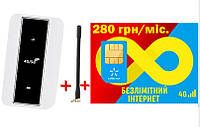 4G MOBILE ROUTER модем/роутер USB WI-FI LTE + 1 антена 4 db+ Безлімітний стартовий пакет Київстар інтернет