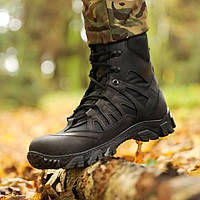 Теплые армейские ботинки Undolini Крейзи American кожанные утепленные мехом ботинки черные для всу arn