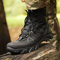 Теплые армейские ботинки Undolini Крейзи American кожанные утепленные мехом ботинки черные для всу 42 arn