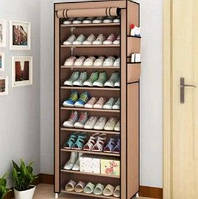 Обувный Шкаф из ткани 9 полочек Серый Тканевый стеллаж для обуви