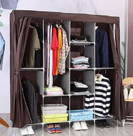 Тканевой шкаф коричневый 4 секции тканевый Шкаф для одежды складной Тканевый складной шкаф органайзер